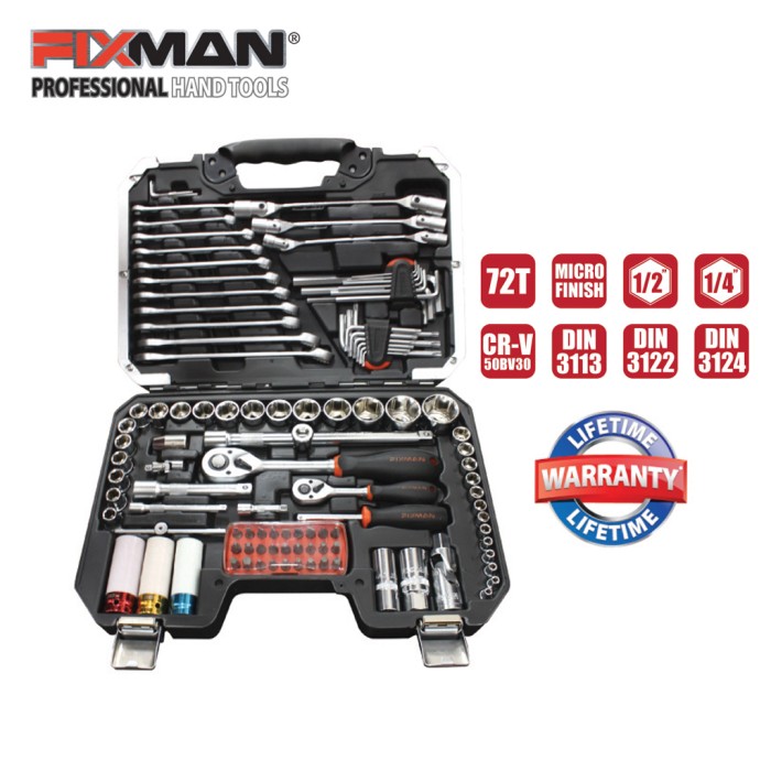 Fixman BT111 Tool Kit Set 1/4 & 1/2 Inch Dr. Socket Set - Kunci Sock