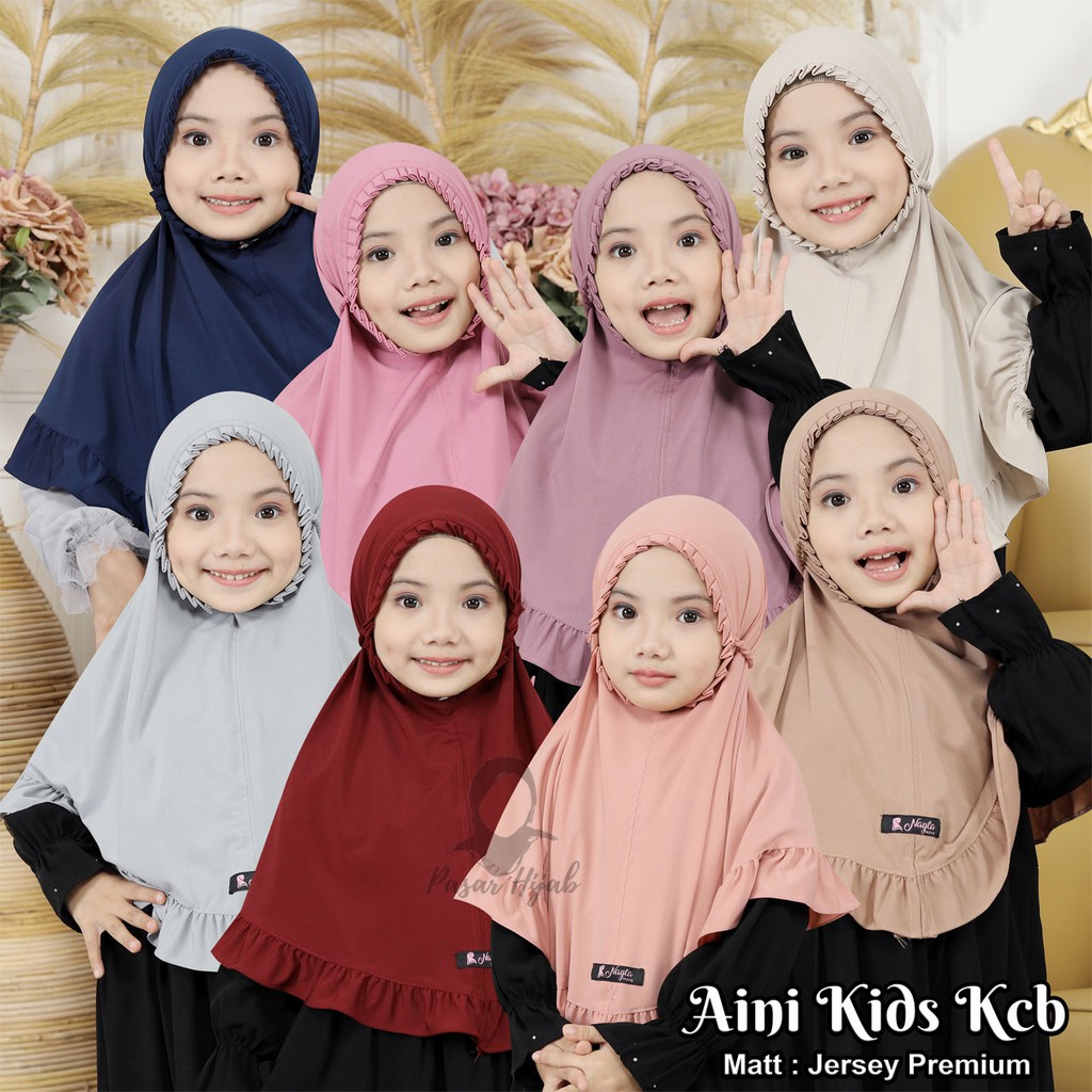 Kerudung Anak Tali Kepang AIRIN KIDS KCB Jilbab Instan Anak Jersey Airis Terbaru Pasar Hija'b