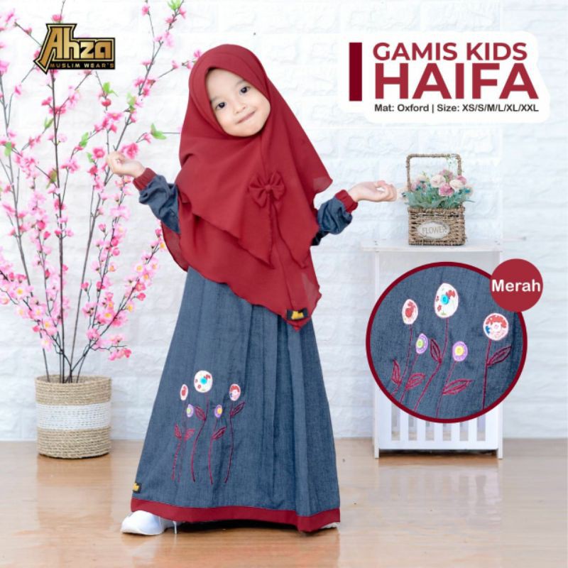 GAMIS ANAK GAMIS KIDS HAIFA MERAH BY AHZA