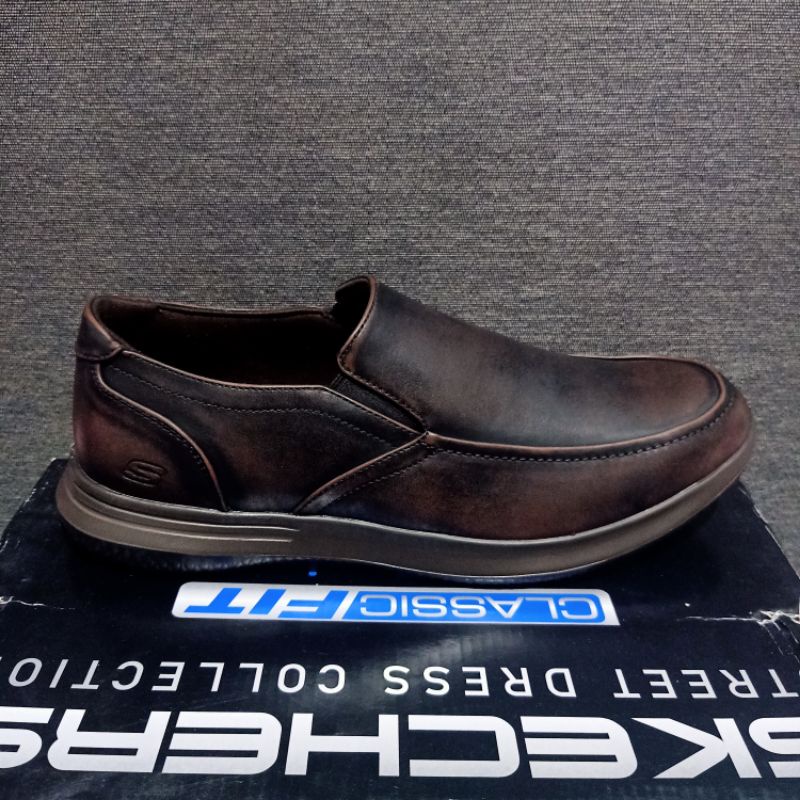 Sepatu Formal Pria Skechers Classic Fit Fredro Dark Brown Original