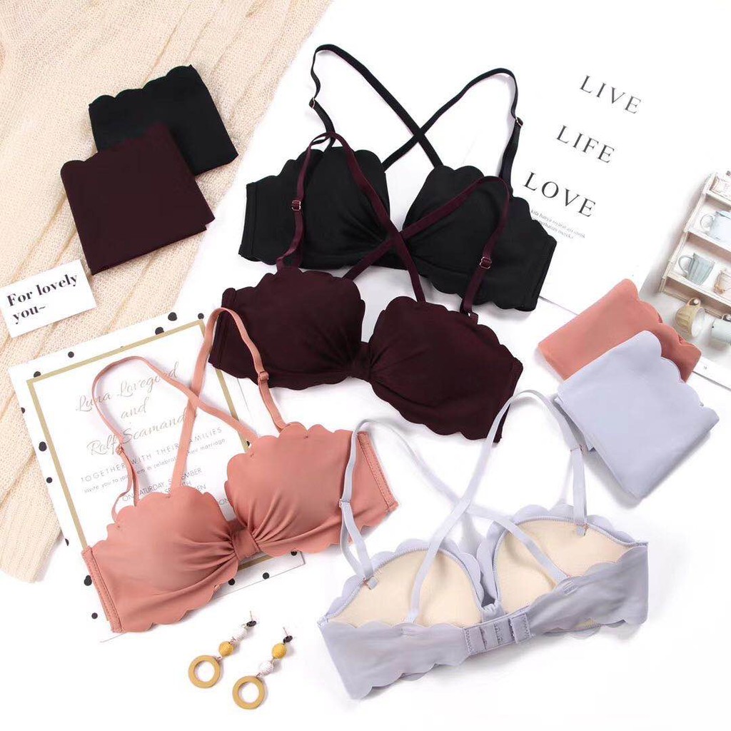 Bra Wanita Tanpa Kawat Bahan Halus Pakaian Dalam bralette Push Up Elastis Sexy dengan Busa