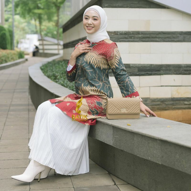 BATIK TUNIK MOTIF TOHPATI BAJU KERJA WANITA MODERN SERAGAM BATIK PREMIUM BUSUI BAJU NGANTOR CANTIK O
