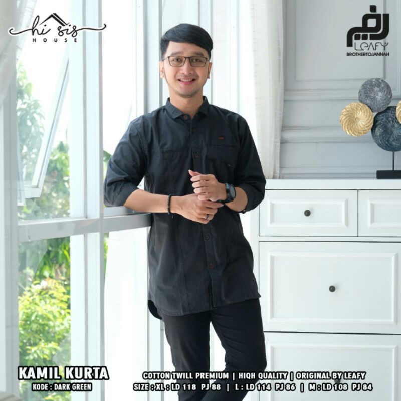 NEW BAJU KURTA KEMEJA KOKO KEMKO PRIA SOFT COTTON LENGAN 3/4 ORIGINAL TERBARU LEAFY