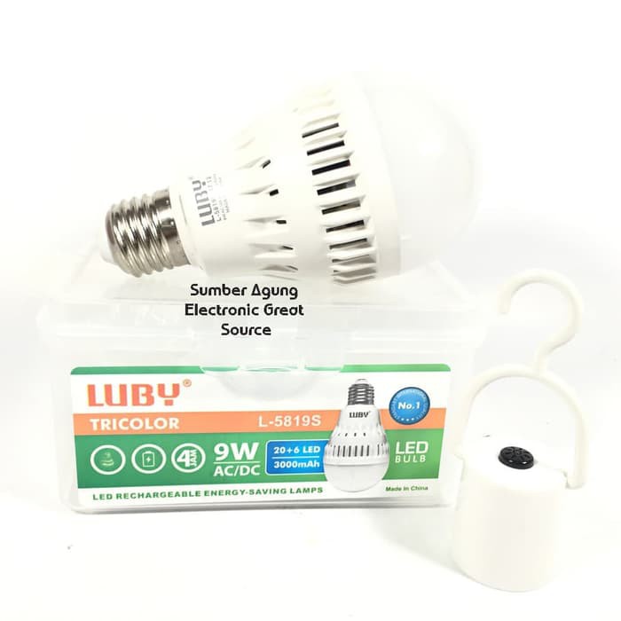 Lampu LED DC Luby 9W L5819S Nyala 4 Jam Saat Mati Lampu 3000mAh