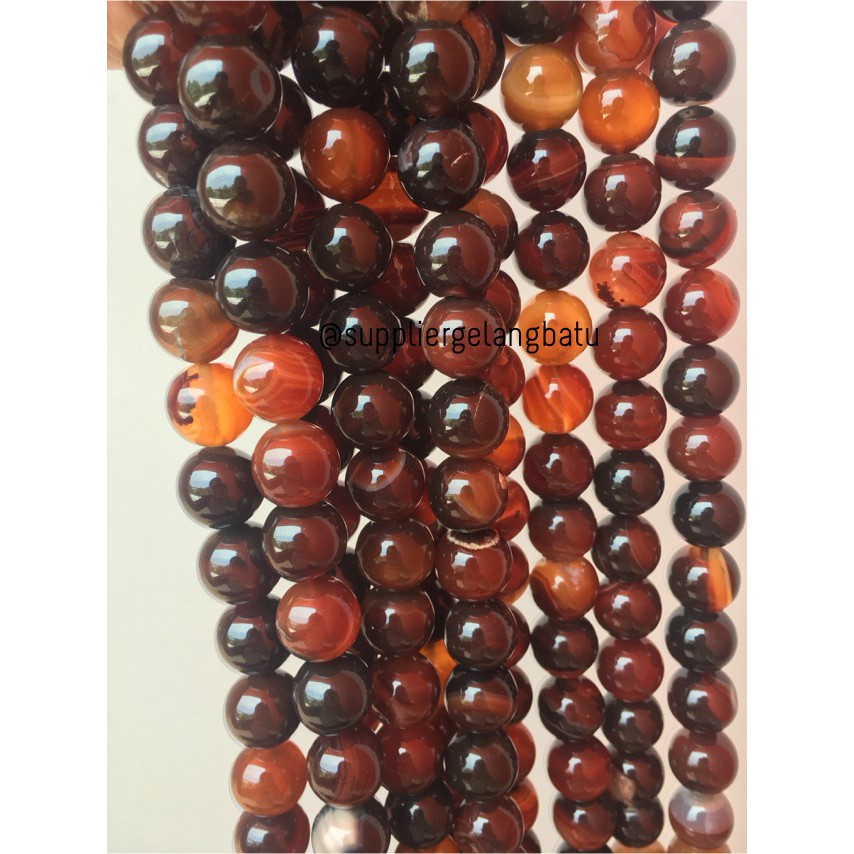 carnelian Bahan Gelang kalung black red Agate Natural Stone 14mm akik alam asli kesehatan olshop