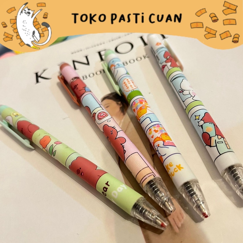 

pulpen pena cetek tinta hitam karakter odemai beruang erasable bisa dihapus (4/8/12 pcs ) keperluan sekolah anak pen lucu imut unik bolpen fancy keren atk alat tulis kantor bisa COD termurah import korea
