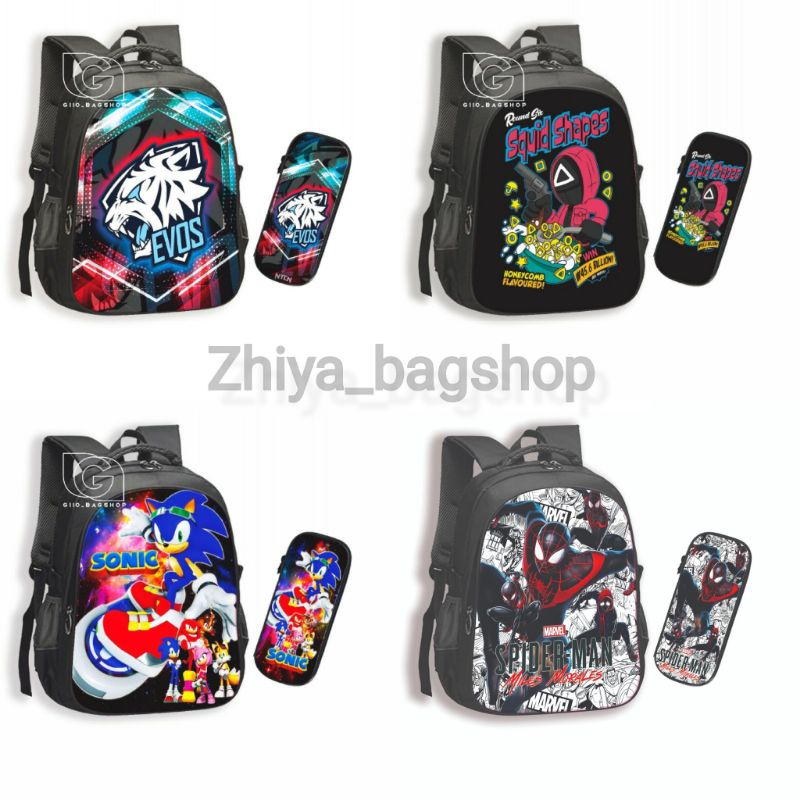 Tas ransel sekolah EVOS kekinian/Tas Evos/Ransel squidgame/Ransel sekolah/Ransel Anak/Tas Sekolah An