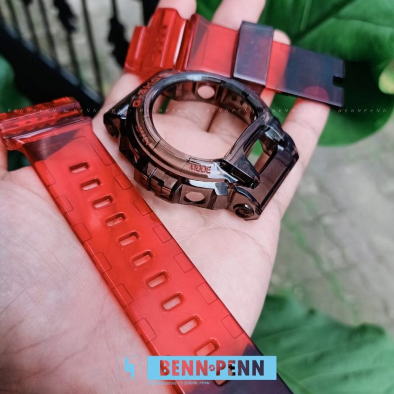 BEZEL BAND STRAP JAM TANGAN CASIO GDX 6900 RED BLACK SMOOTH