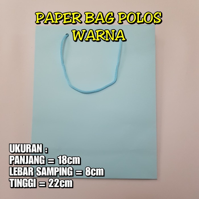 

NEW 18x8x22 / Paper Bag Warna / Paper Bag Polos / Paper Bag / Shopping Bag - Biru Muda