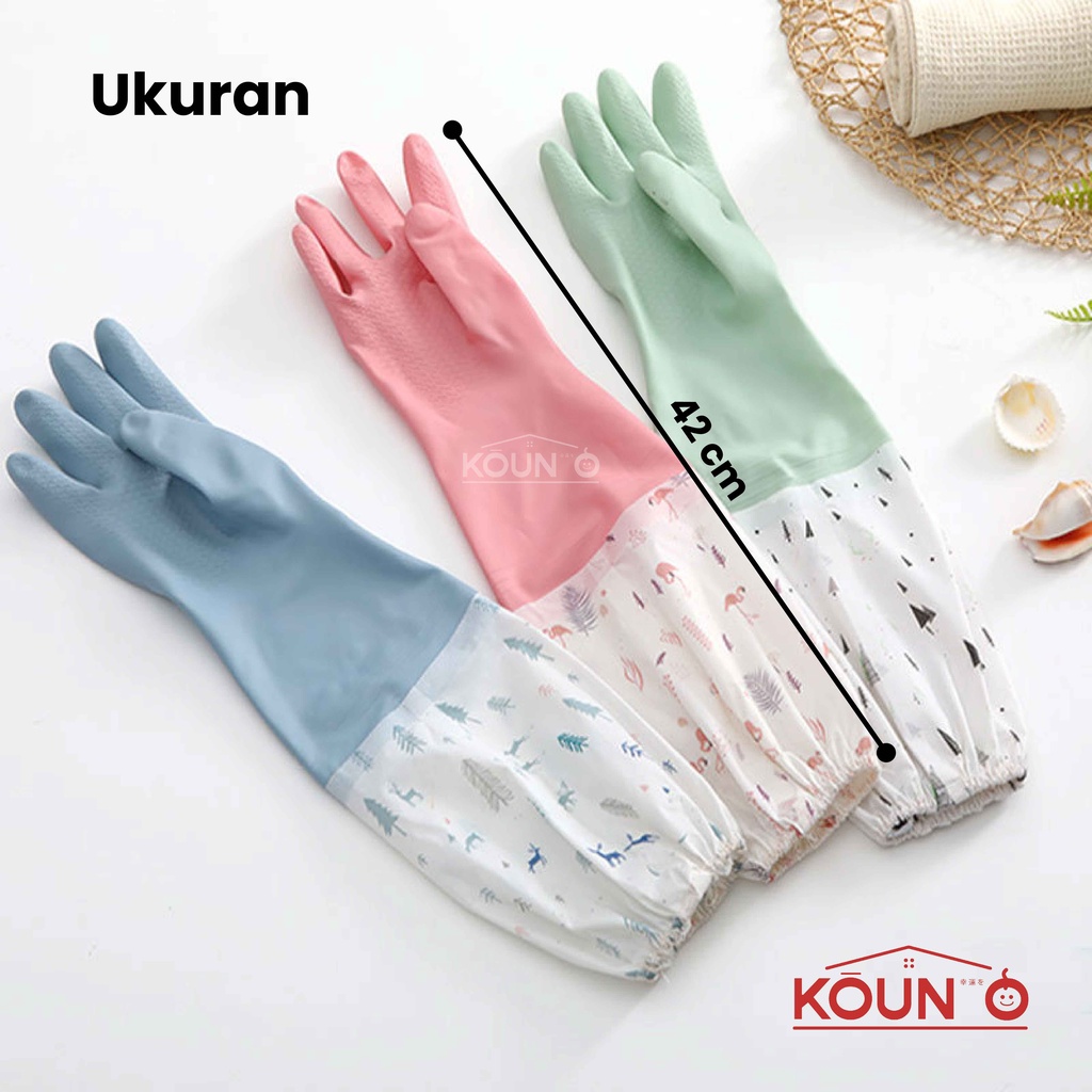 Sarung Tangan Karet Cuci Piring Baju Panjang Lateks Anti Air Tebal Rubber Gloves Latex Waterproof