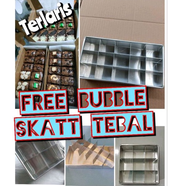 FREE BUBBLE LOYANG SEKAT BRONIS UK 10X10X4 20X10X4 22X10X4 24X10X4 30X10X4 Murah terjangkau aluminium asli bronis skat anti lengket