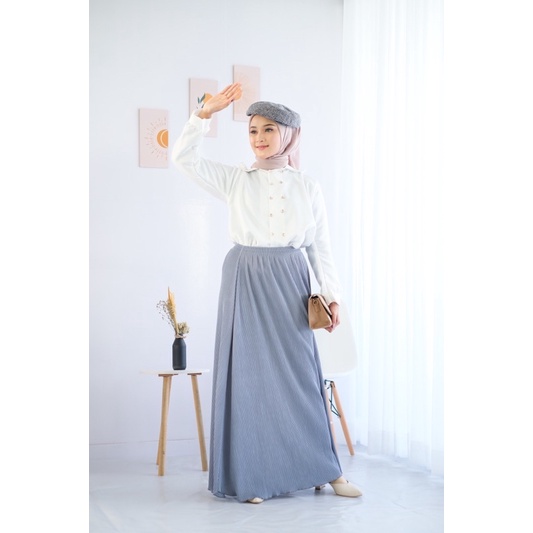 (AMD) ROK LIDI NESIA PLISKET LEBAR PLEATS SKIRT