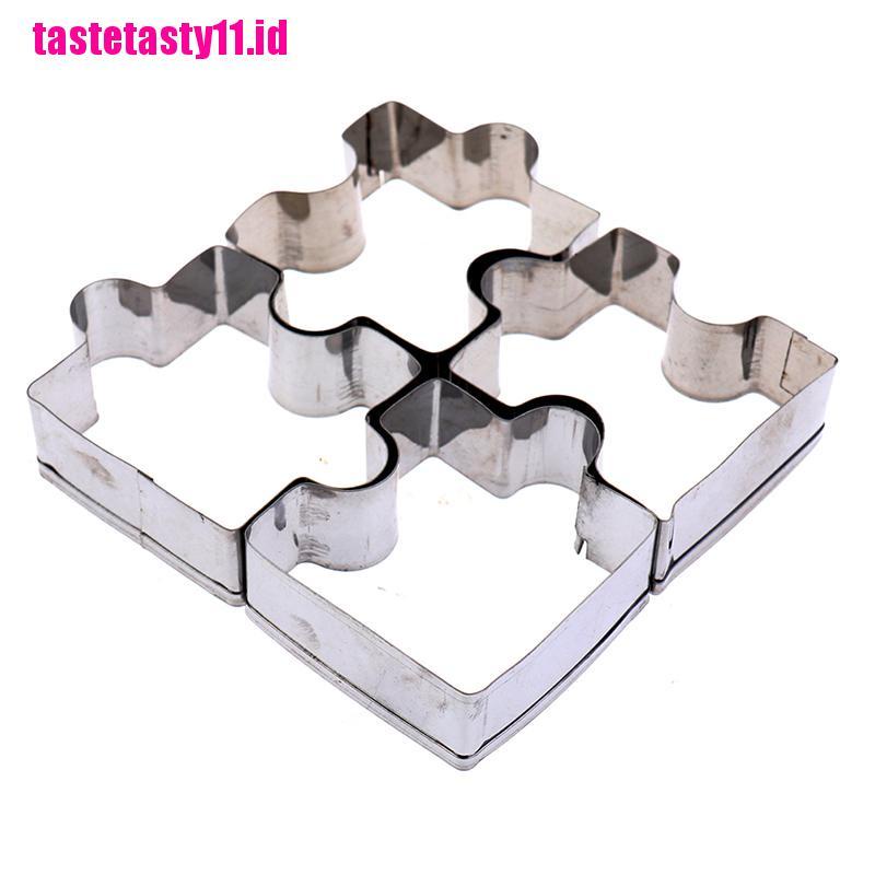 4pcs / set Cetakan Biskuit Bentuk Puzzle Bahan Stainless Steel