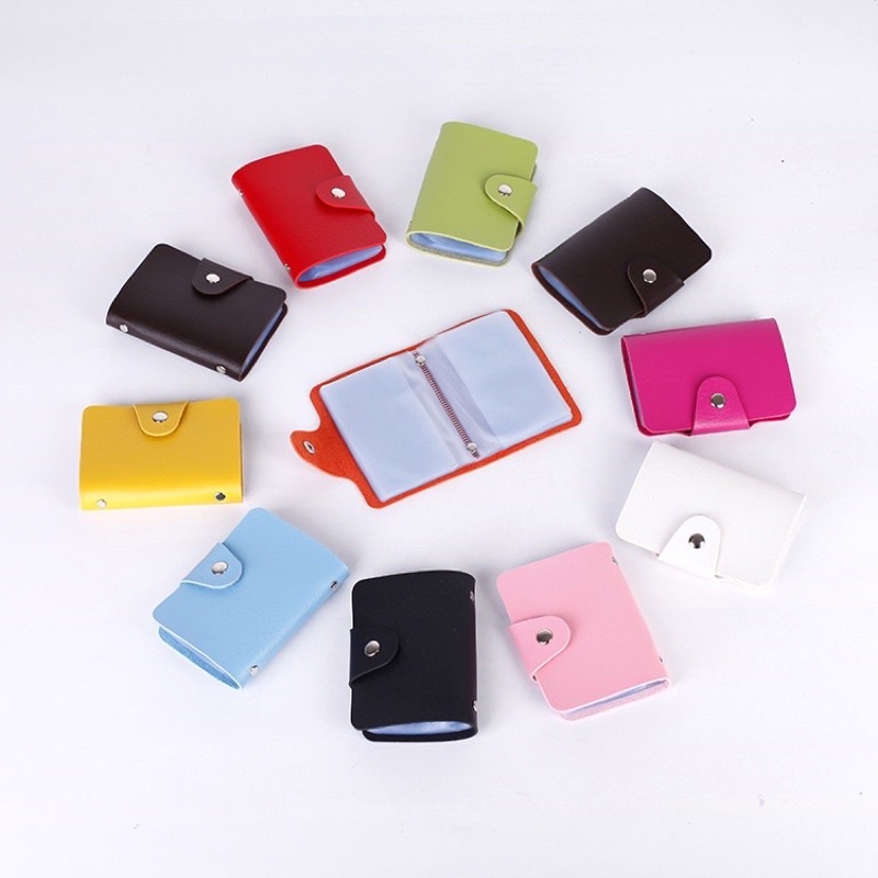 Dompet Kartu Lipat 24 Slot Card Holder Mini Bahan Kulit