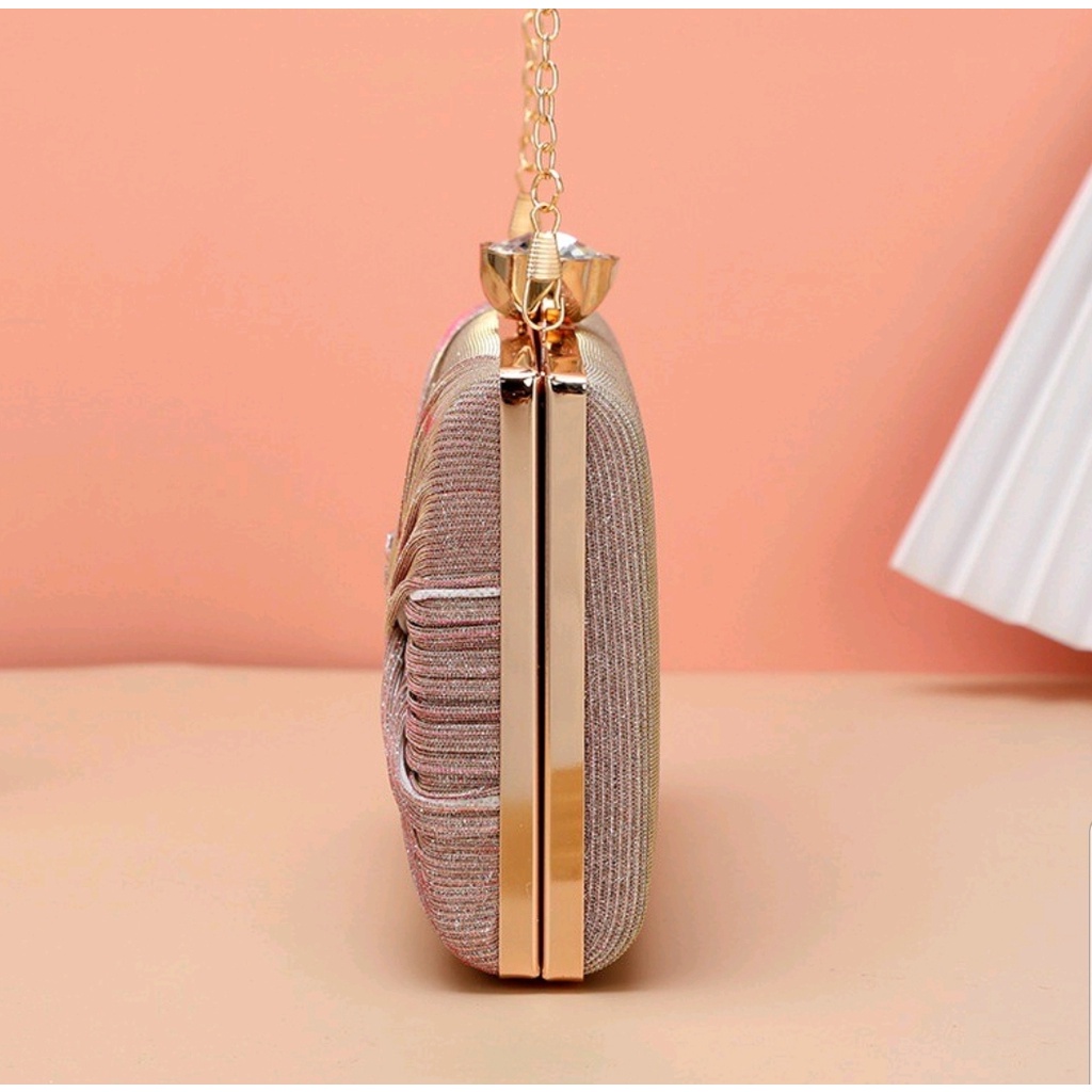 BJ15594 - BLACK/GOLD/SILVER/SOFTPINK - TAS PESTA CLUTCH TALI RANTAI SLEMPANG IMPORT TAS WANITA FASHION IMPORT MODIS ELEGAN TERMURAH TERLARIS TERBARU BAGSTORE JAKARTA TAS BATAM CR7514 ELJ5594 GT1823 BQ3283 LT2010 JT1206