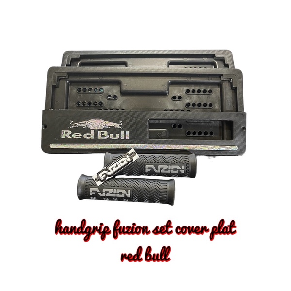 handgrip fuzion set cover plat nomor red bull universal + stiker