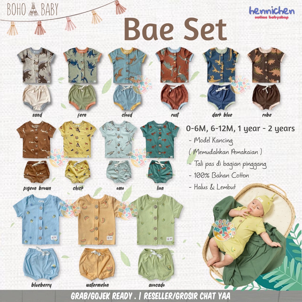 BOHO BABY BAE SET MOTIF PRINT SETELAN PIYAMA ANAK PENDEK BAJU ANAK BAJU SETELAN ANAK BOHOBABY BOHOPANNA PART 2