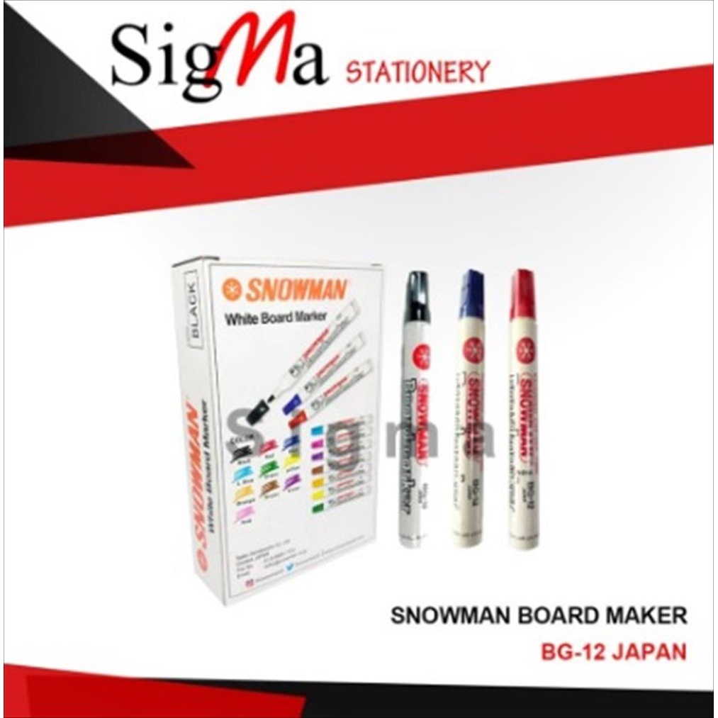 

Spidol White Board SNOWMAN BG 12 Bisa Dihapus (pcs)