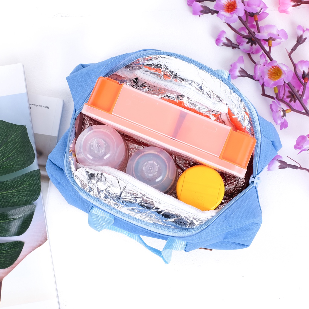 Tas Bekal Makanan tenteng Lunch Bag Polos Cooler Bag Aluminium Foil tebal penahan panas dan dingin tas kotak bekal makanan Tempat Penyimpan Makanan tas Lunch Box ke kantor dan sekolah