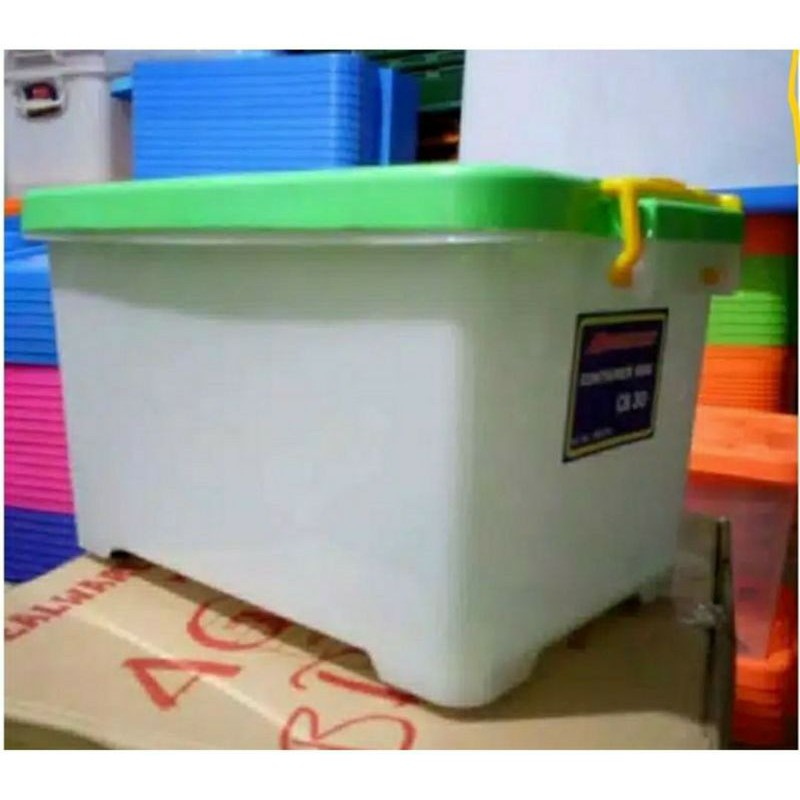 Container Box 30 Liter Roda Multiclub Plastik Kualitas Shinpo / Kontainer Barang Krat Industri Roti