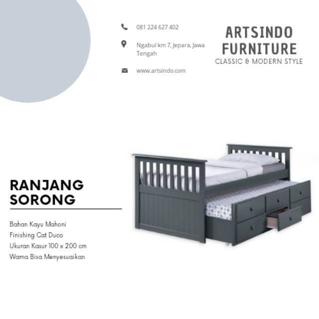 Tempat Tidur Sorong Murah, Ranjang Anak Kasur Double,  Dipan Anak Minimalis