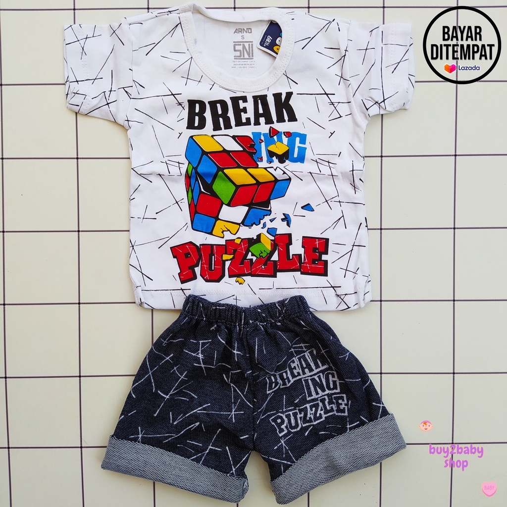 Setelan kaos/singlet celana pendek motif komik Arno Kids usia 3-12 Bulan 1 PCS