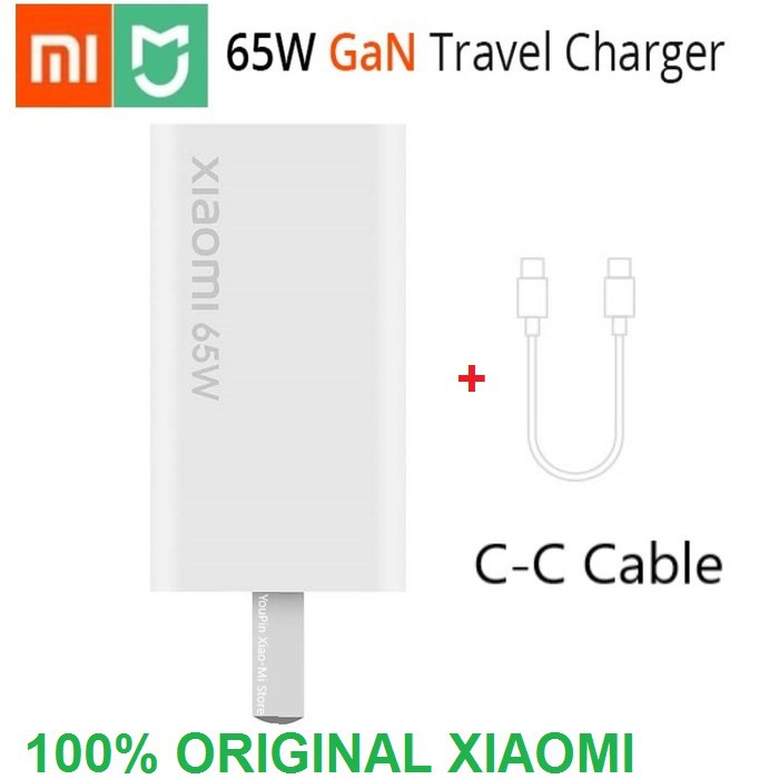 XIAOMI Gan Mini Fast Charger 65W + Type-C to C Cable Original AD65G Original100%
