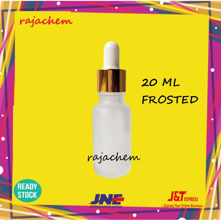 Botol Pipet Kaca Frosted 20 ML Ring Gold Putih