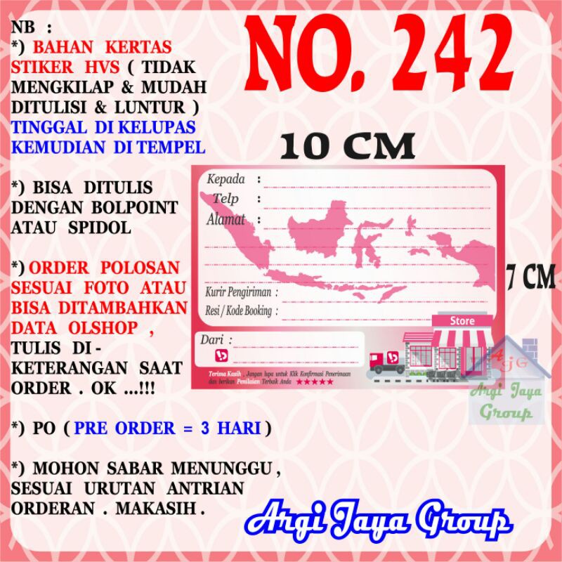 

Stiker HVS - Stiker Pengiriman - Sticker Alamat Olshop Murah Nomer 242-10x7cm