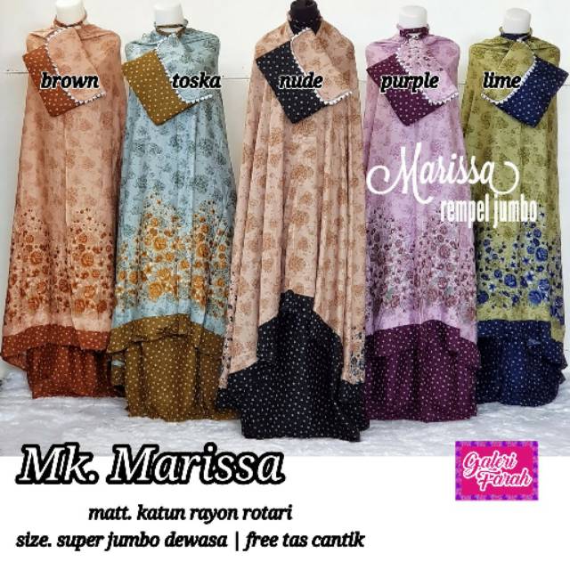 Mukena marissa /mukena jumbo/mukena rayyon /mukena katun