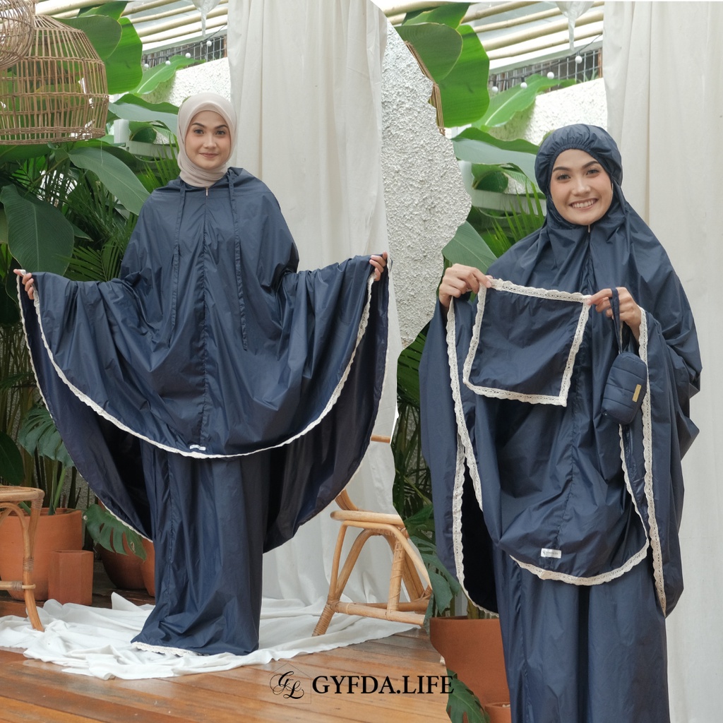 (DARK BLUE) MUKENA TRAVELING MINI 2in1 Kecil dan Ringan - Parasut Resleting - GYFDA.LIFE #SegenggamT