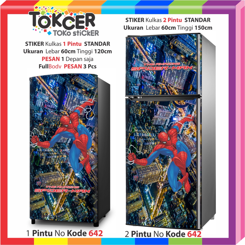 STIKER Kulkas 1 Pintu atau 2 Pintu SPIDERMAN