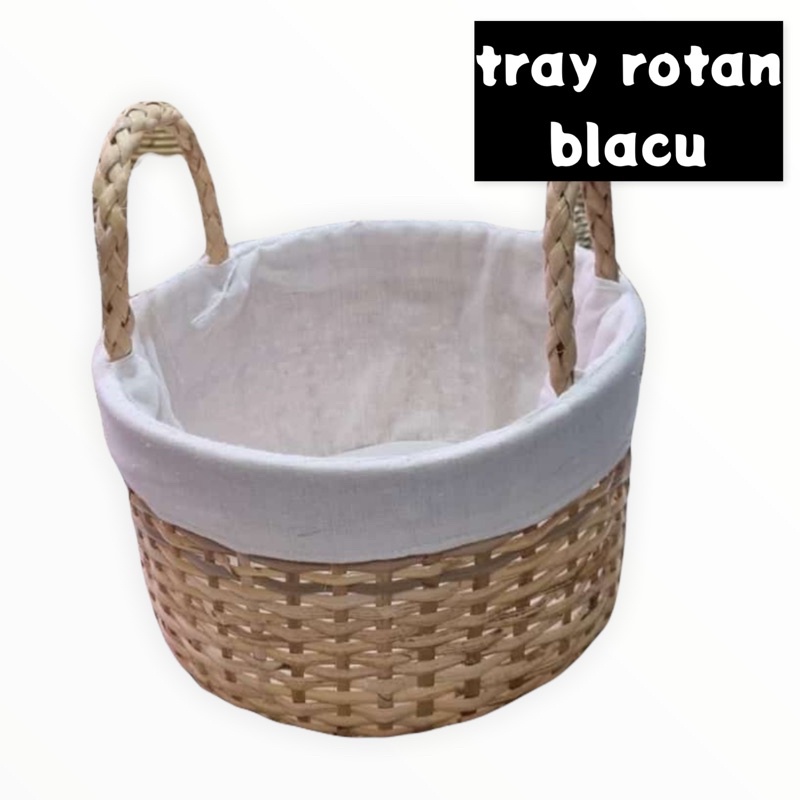 Tray Rotan Bulat dan kotak Blacu