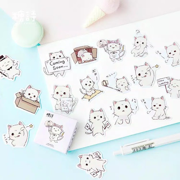 

Sticker Cat Life Box Kucing Kardus Scrapbook DIY Bujo Planner Diary