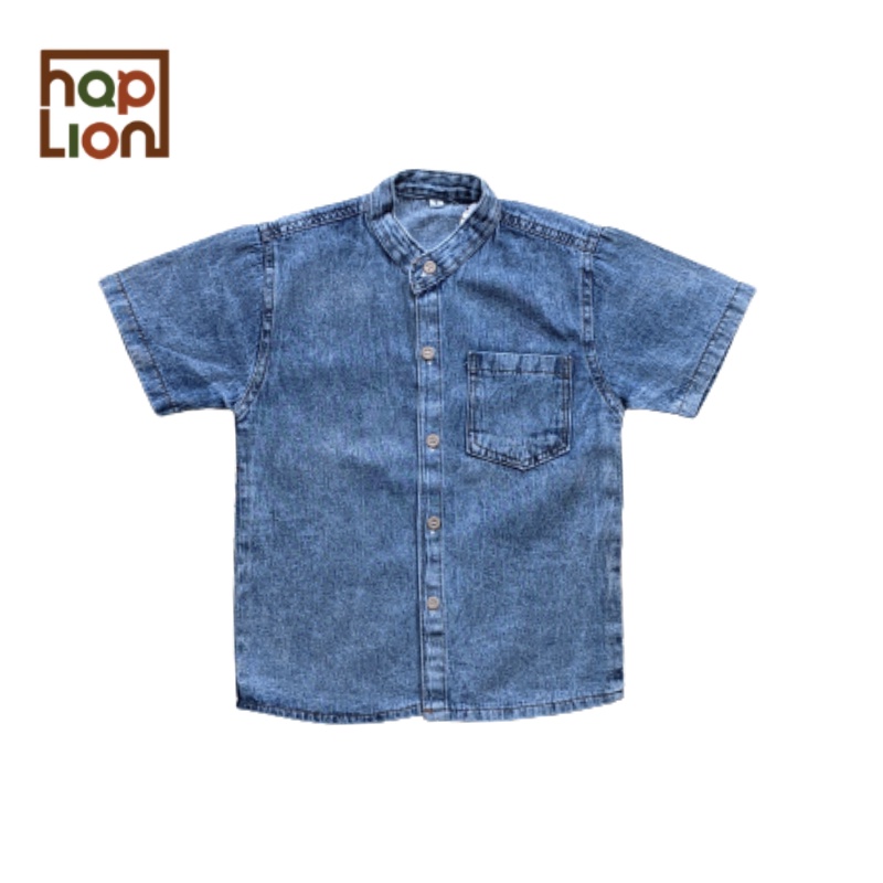 Haplion Kidswear | Kemeja Koko Lengan Pendek Anak Laki-Laki Kemko Jeans Lembut 1- 6 Tahun