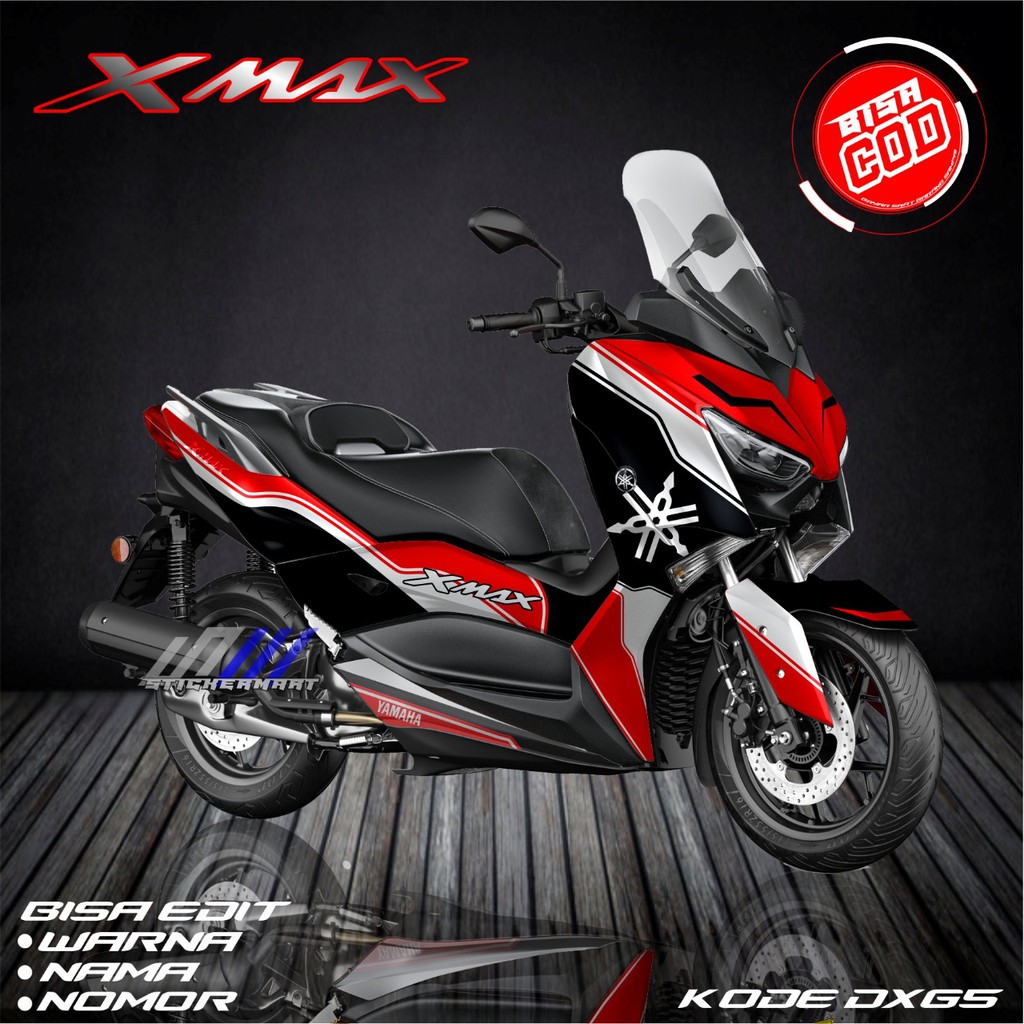 Sticker decal full body Yamaha Xmax Merah Hitam