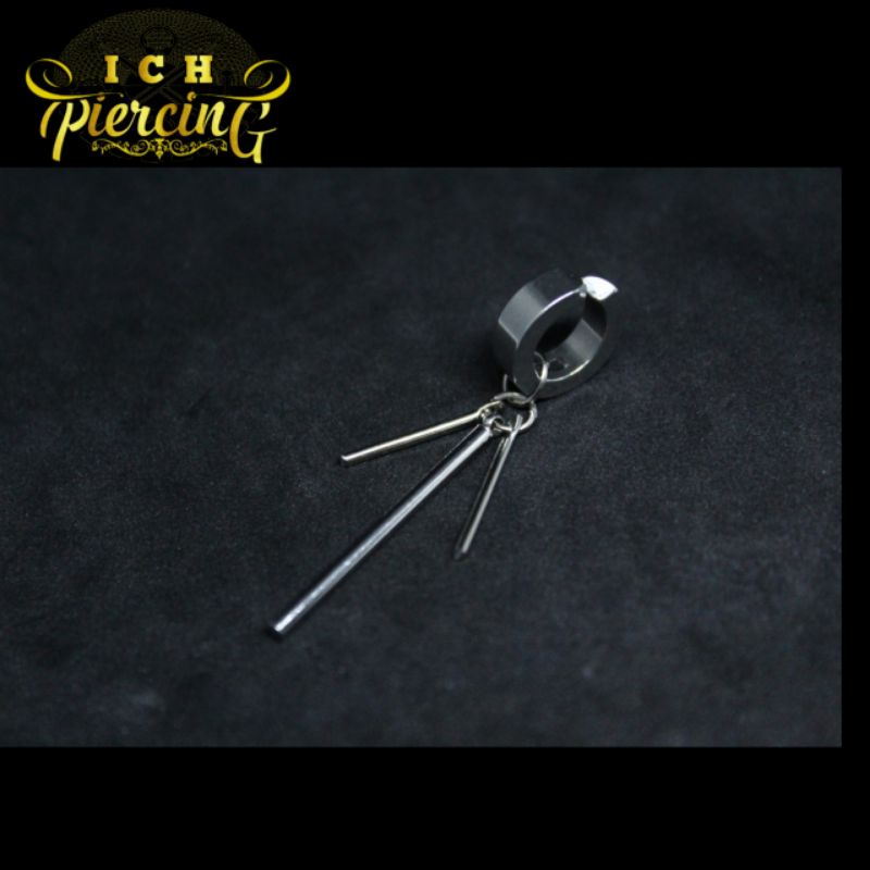 IP-AJ [ PREMIUM ] ANTING RUMBAY SILVER MODEL BATANG 3 / ANTING BTS KOREA / ANTING TINDIK DAN JEPIT