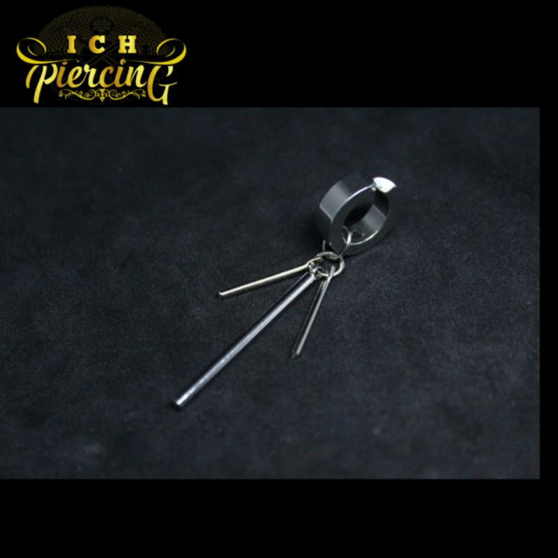 IP-AJ [ PREMIUM ] ANTING RUMBAY SILVER MODEL BATANG 3 / ANTING BTS KOREA / ANTING TINDIK DAN JEPIT