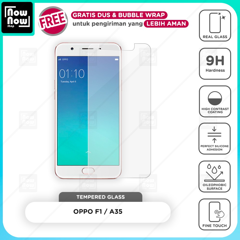 Tempered Glass Anti Gores Oppo F1 / A35 Screen Guard Protector 9H Kaca Temperglass