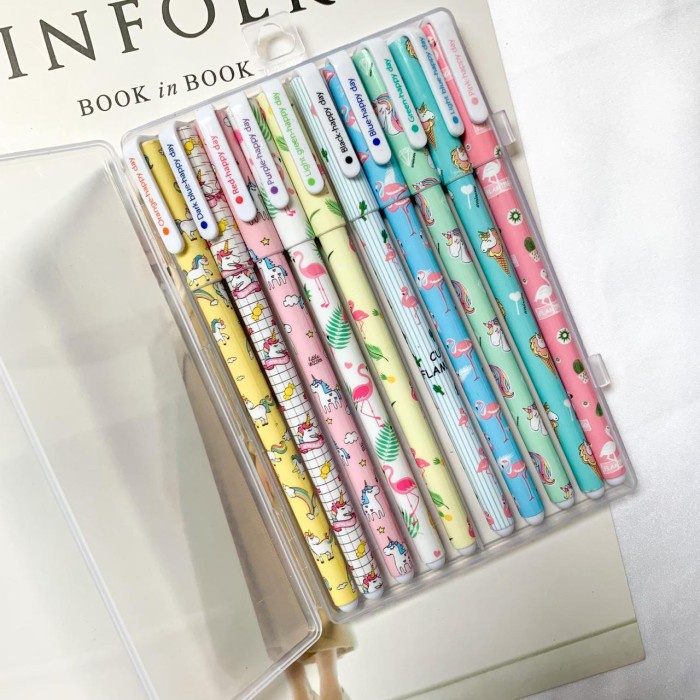 

Produk Unggulan Pen 1 Set Isi 10 Pcs Marble Unicorn Flamingo Lucu Free Box Cod Murah Murah