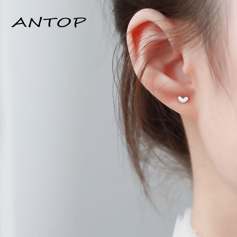 Anting Tusuk Wanita Bahan Sterling Silver 925 Desain Hati Gaya Simple Untuk Musim Panas