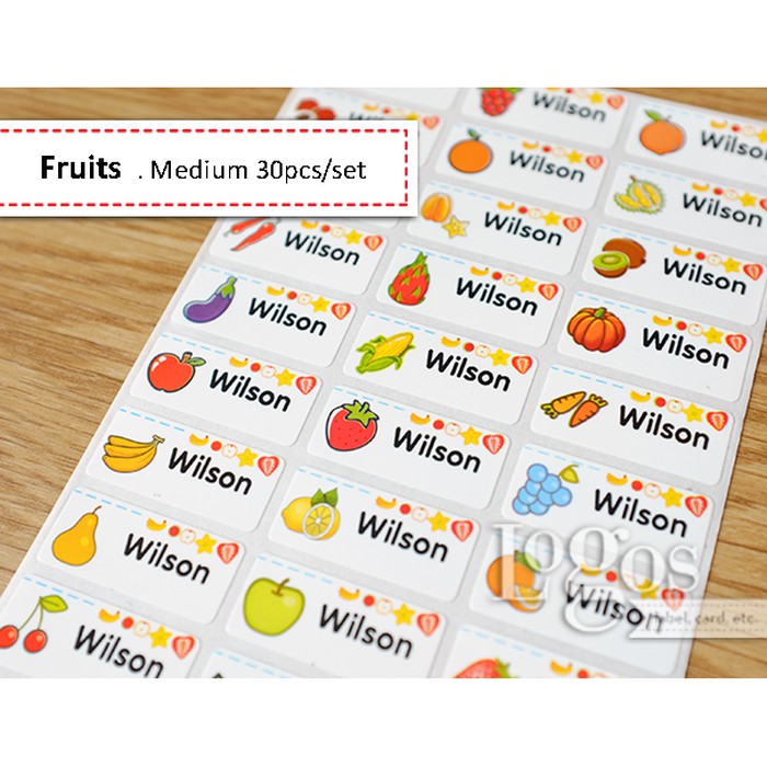 

HNVHH861 Fruits MEDIUM Sticker Label Nama waterproof stiker nama anak