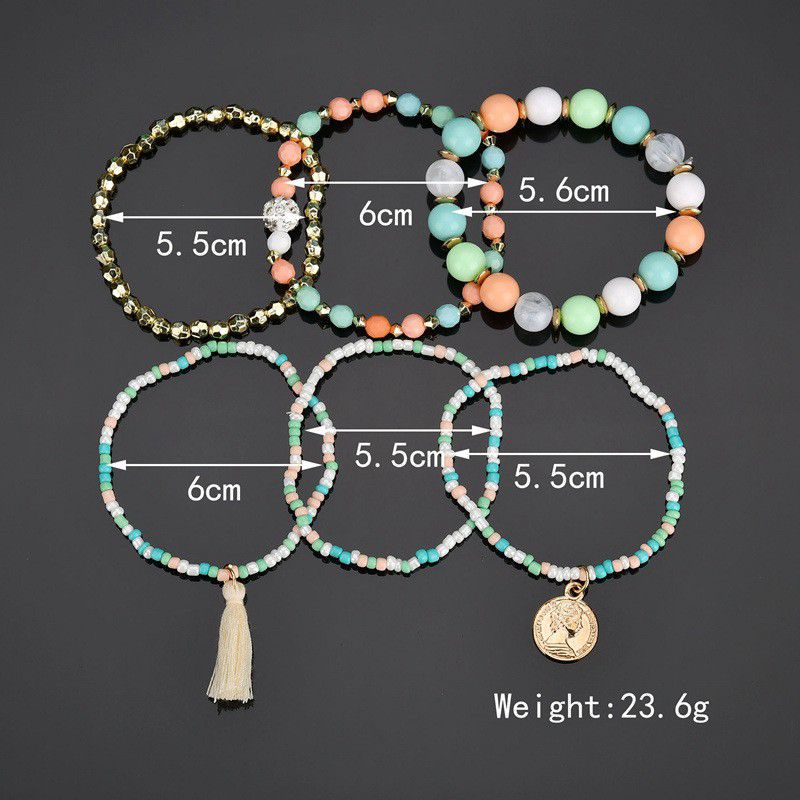 Gelang Tali Manik Fashion Wanita Etnik Style Bohemian Tasel Multi Set