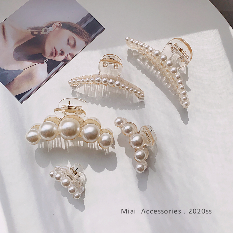 Fashion pearl clip elastic rubber band set women hair accessories classic headdress