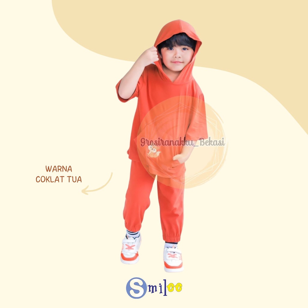 Setelan Anak Smilee Unisex Hoodie Lily Oversize Mix Warna Size 1-5Thn