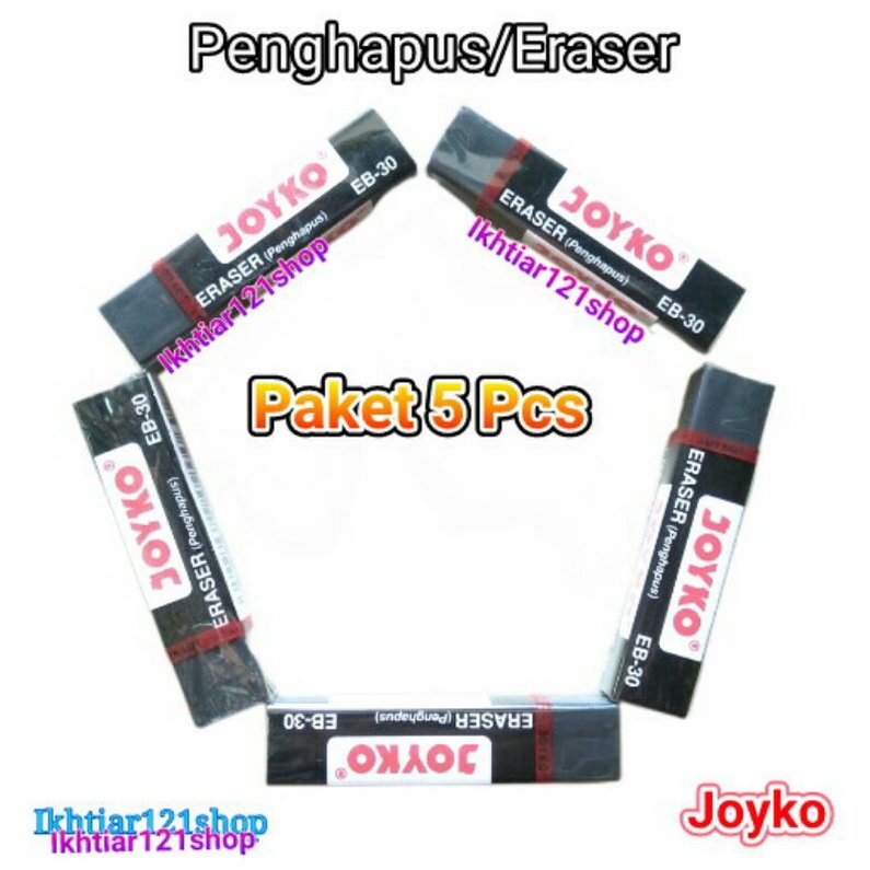 

Paket 5 Pcs Penghapus Joyko/Eraser Joyko Model Panjang 5 Pcs