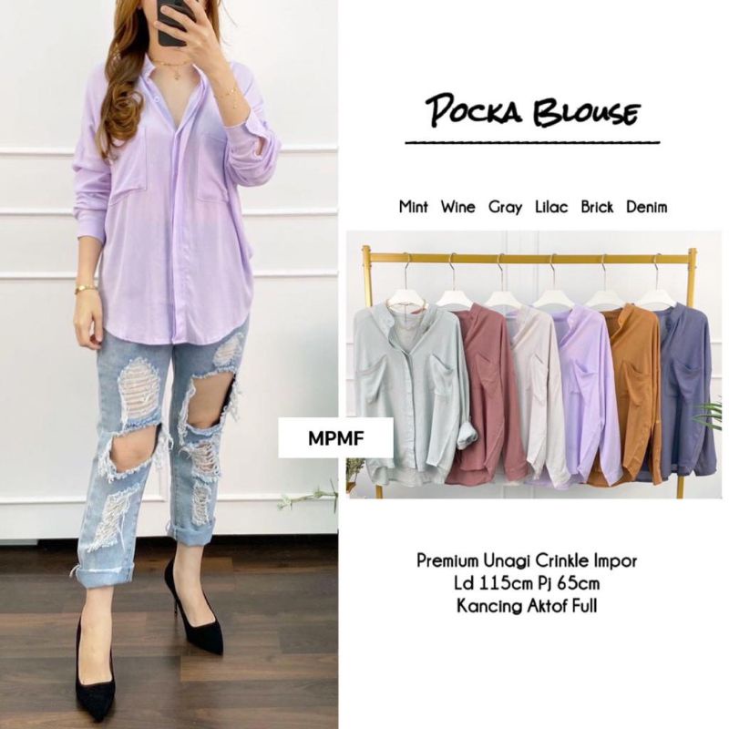 POCKA BLOUSE PREMIUM UNAGI CRINGKLE IMPORT BY MPMF