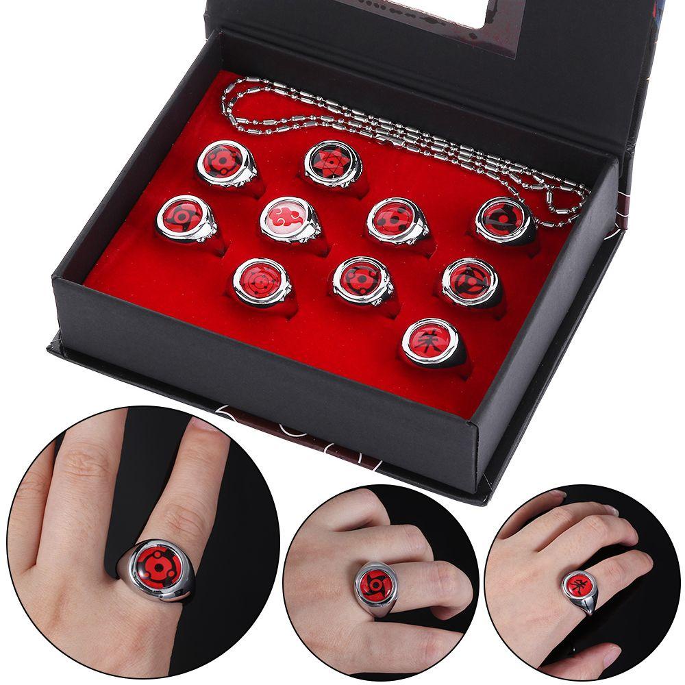 Preva Cosplay Cincin 10Pcs/Set Perhiasan Hadiah Kreatif Untuk Wanita Pria Itachi