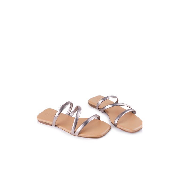 SANDAL FLAT WANITA HUSH PUPPIES  ORIGINAL CASUAL BRANDED SILVER HW11