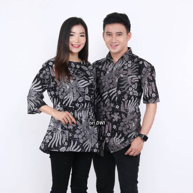 BATIK COUPLE PRIA WANITA MOTIF MANGGAR ABU